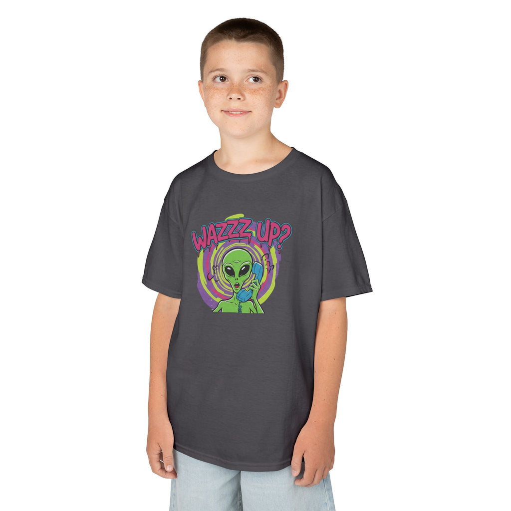 Kids Tee — "Wazzz Up?" Cute Alien Graphic Shirt