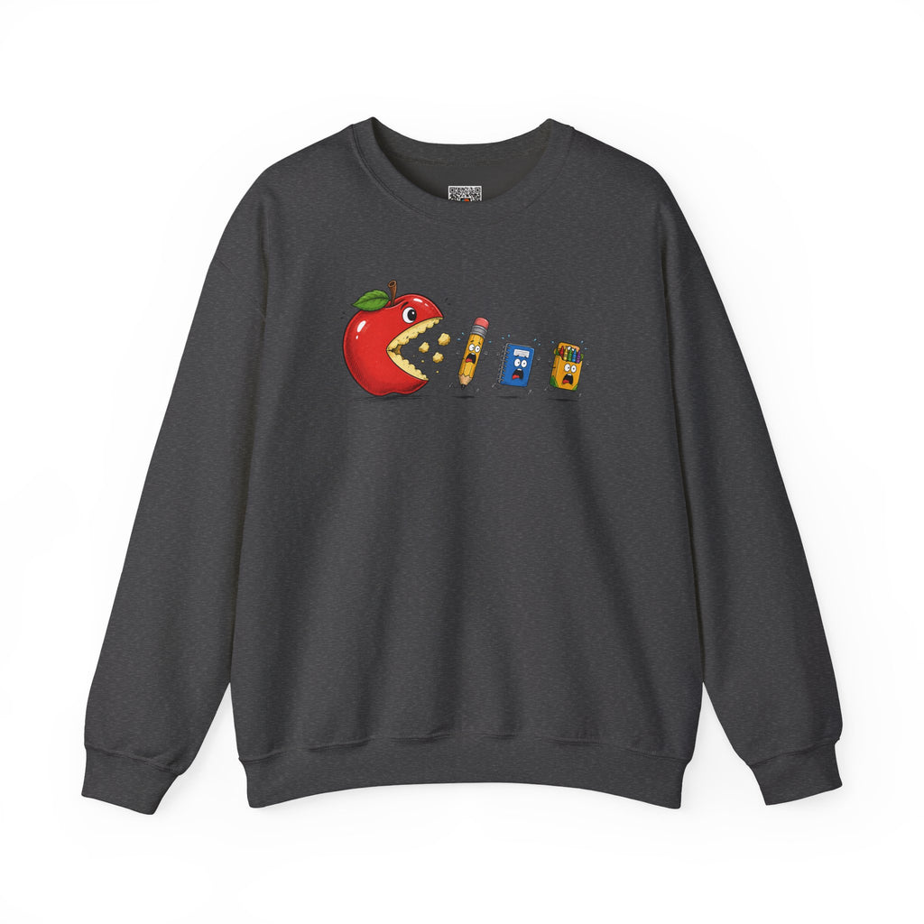 Crewneck Sweatshirt | Playful 'Apple Pac-Man' Back-to-School Graphic | Cr8tive Designs