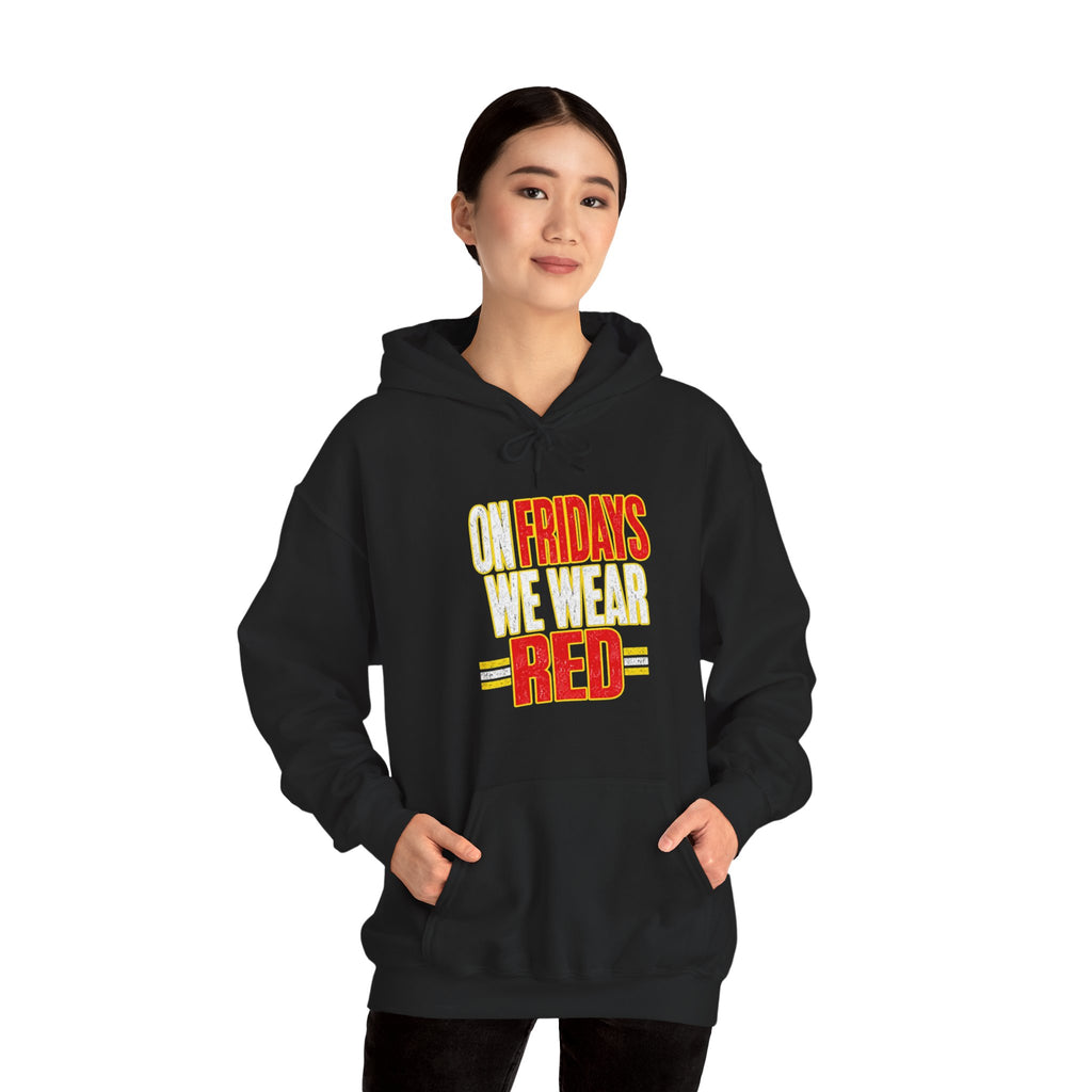 On Fridays We Wear Red | Distressed Football Fan Hoodie | Cr8tive Designs