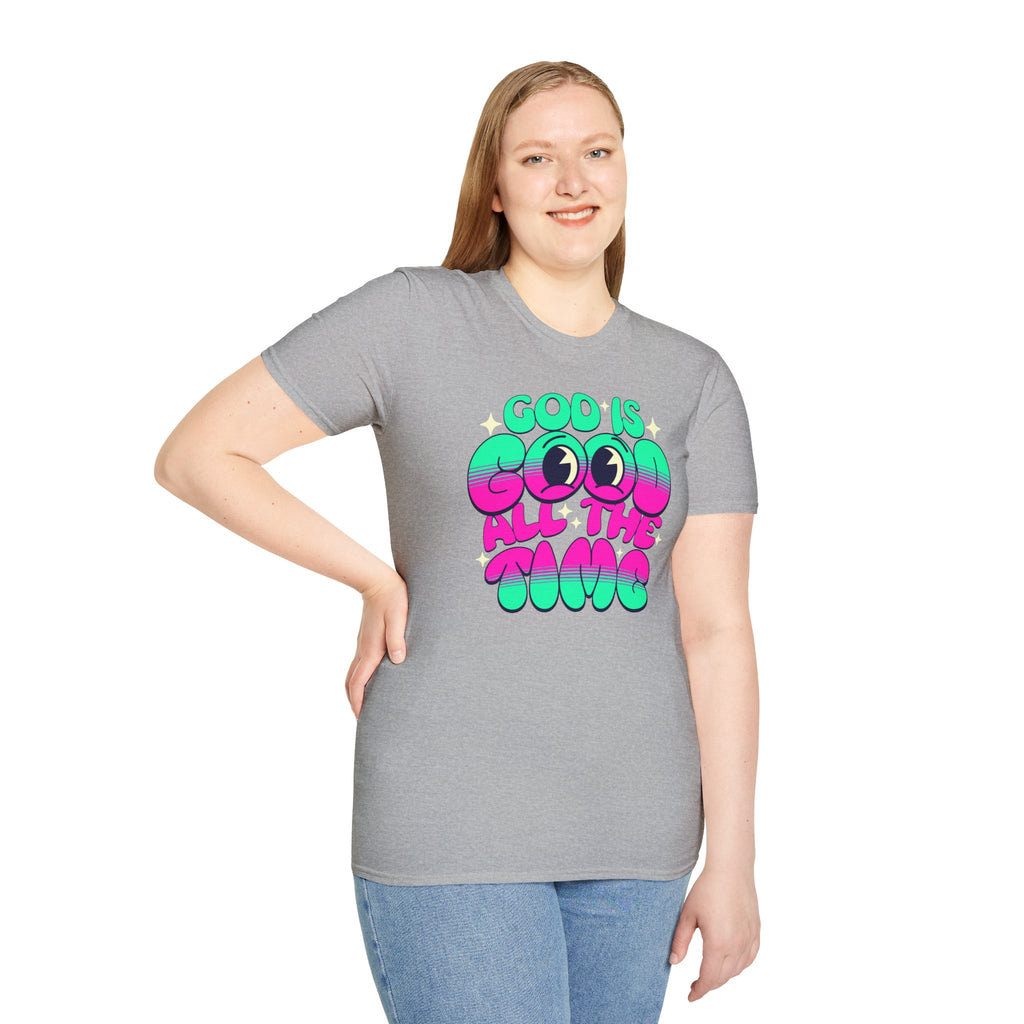 God Is Good All The Time T-Shirt | Retro Neon Faith Graphic Tee | Cr8tive Designs