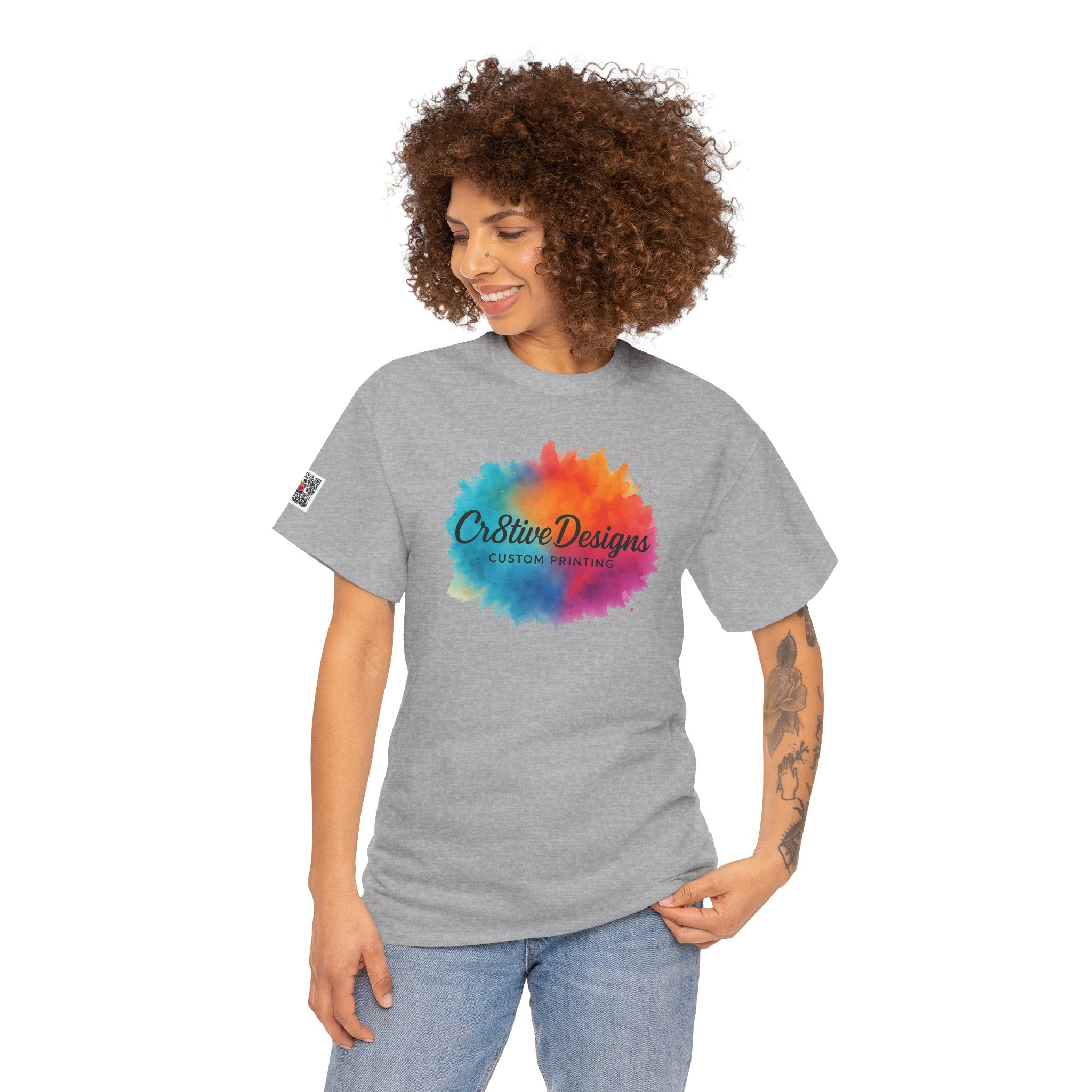 Watercolor Splash T‑Shirt — "Cr8tive Designs" Custom Printing Logo Tee
