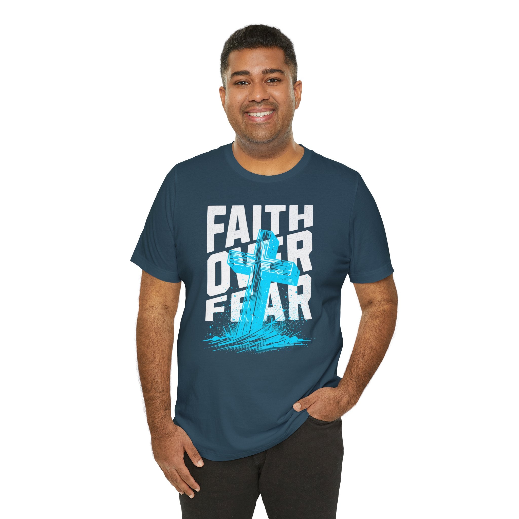 Faith Over Fear T-Shirt | Christian Cross Inspirational Tee | Cr8tive Designs