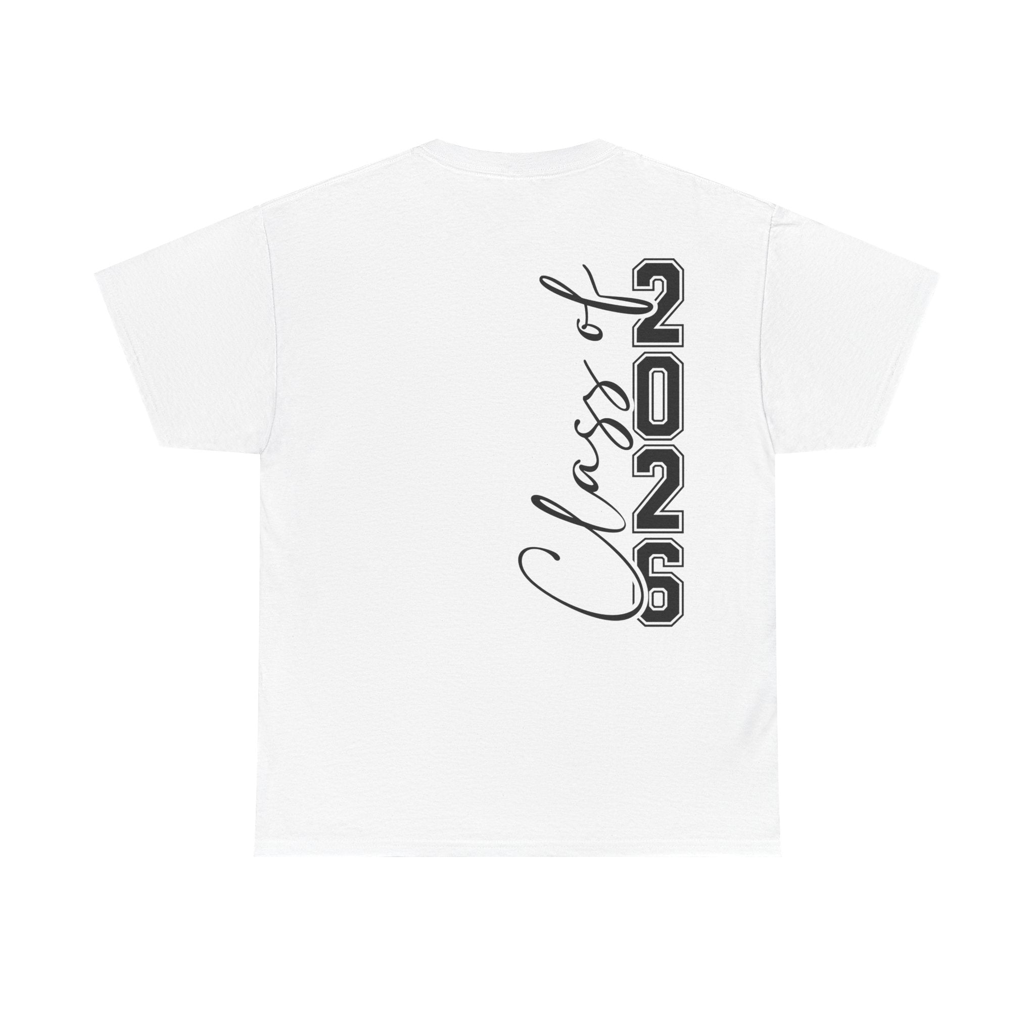 Senior 2026 Script Back T-Shirt | Vertical Graduation Tee | Trendy Senior Shirt | Unisex Fit | Cr8tive Designs