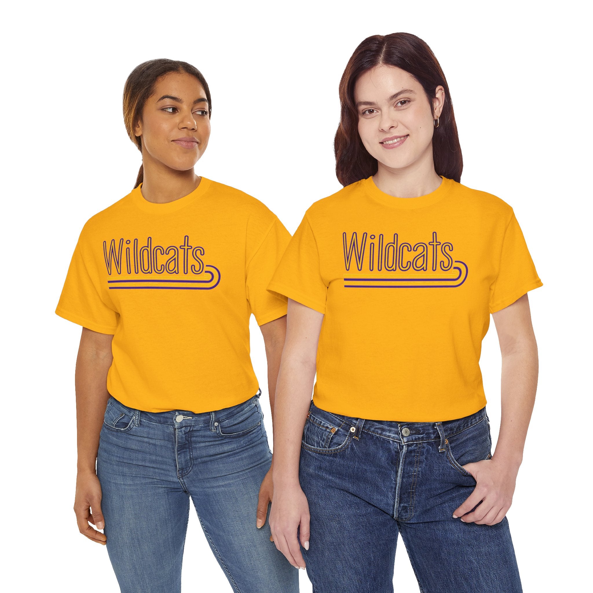 Wildcats Retro Stripe | Purple and Gold School Spirit T-Shirt | Cr8tive Designs