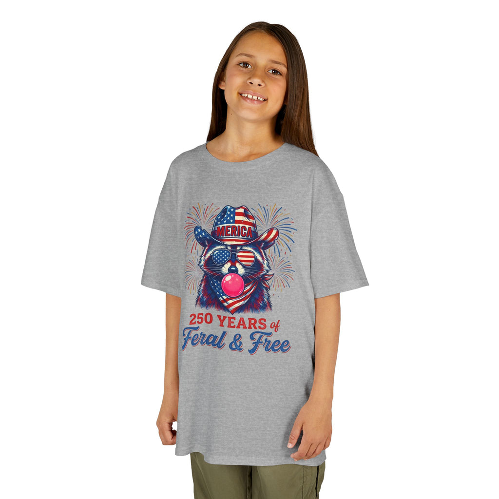 Kids '250 Years of Feral & Free' Patriotic Cow T-Shirt| Cr8tive Designs