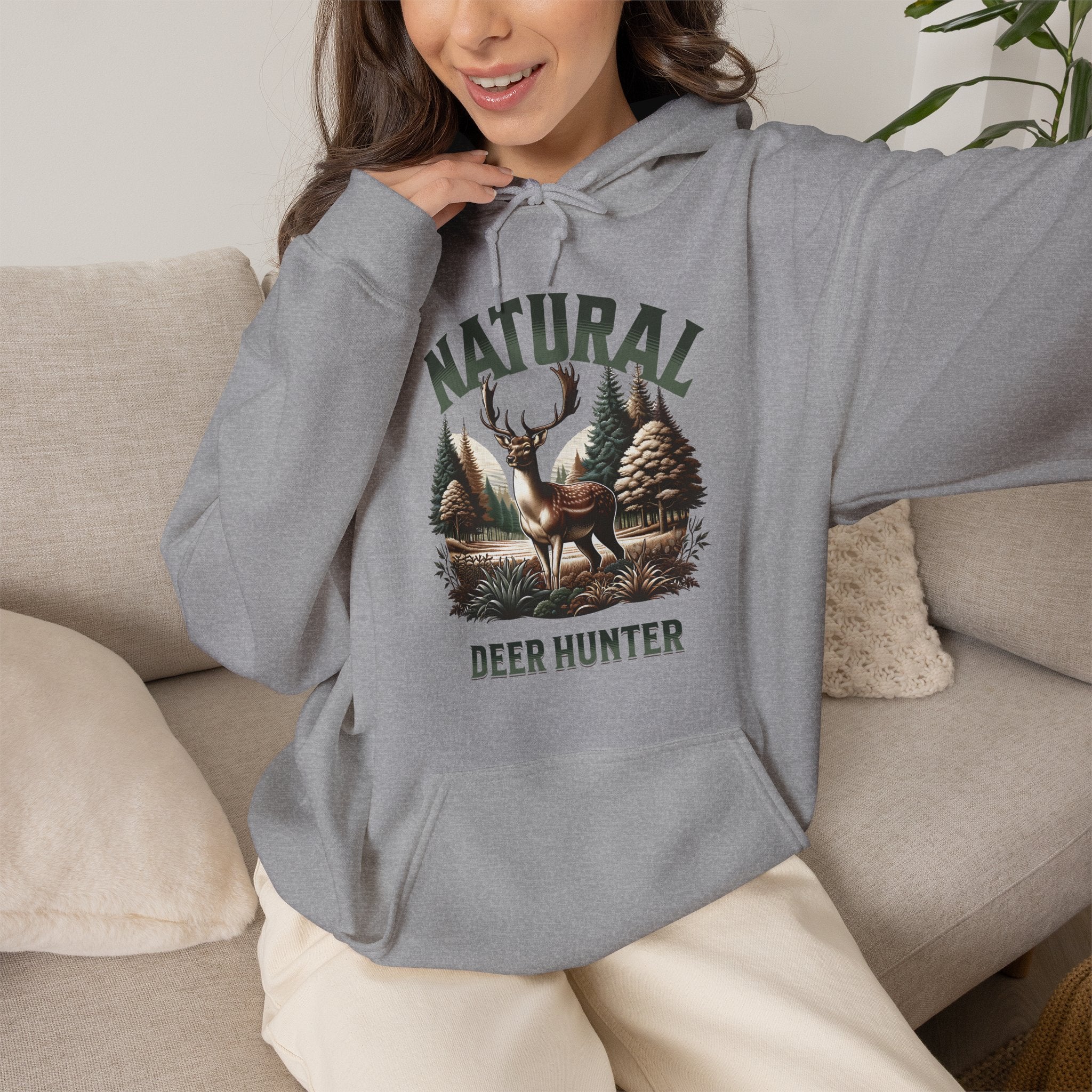 Natural Deer Hunter Hoodie | Woodland Wildlife & Hunting Design | Cr8tive Designs