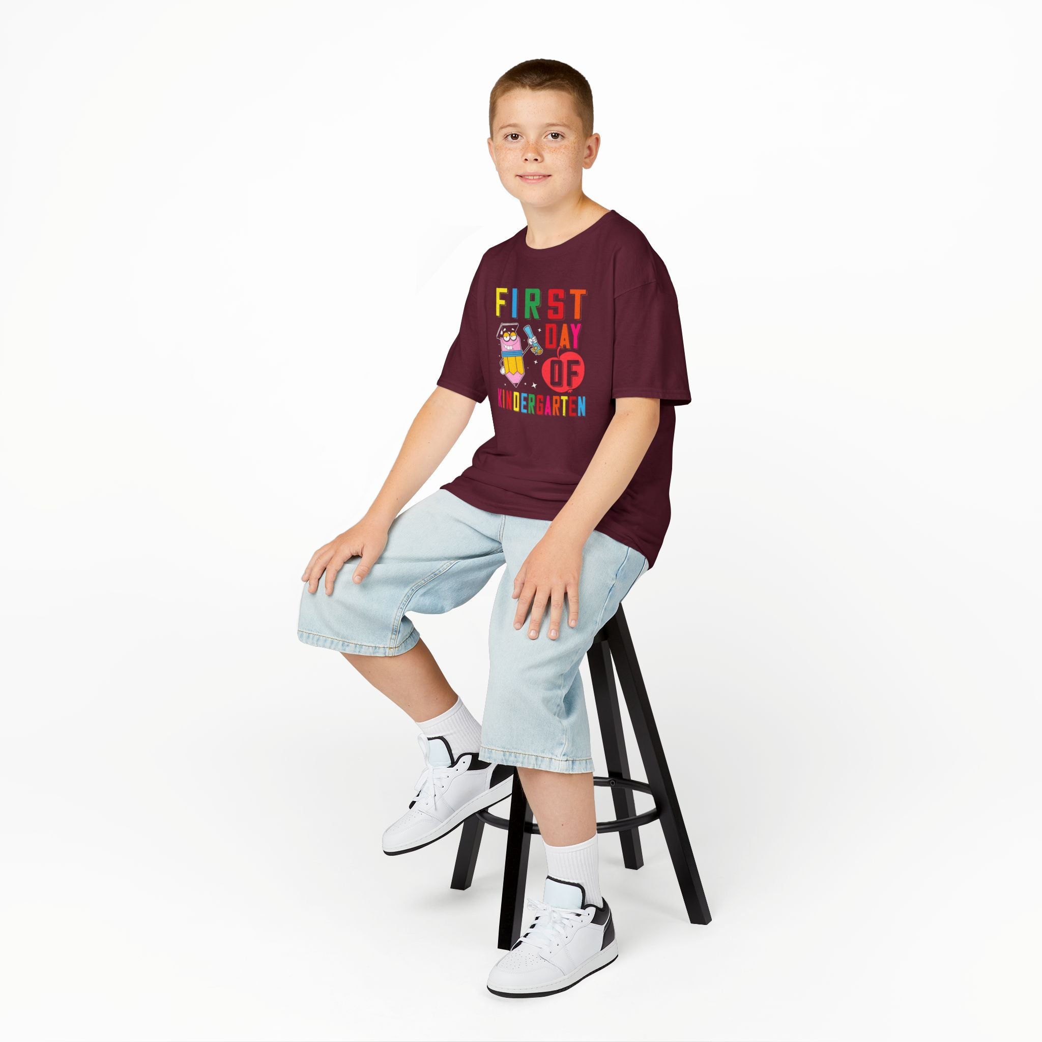 First Day of Kindergarten | Colorful Pencil Youth T-Shirt | Cr8tive Designs