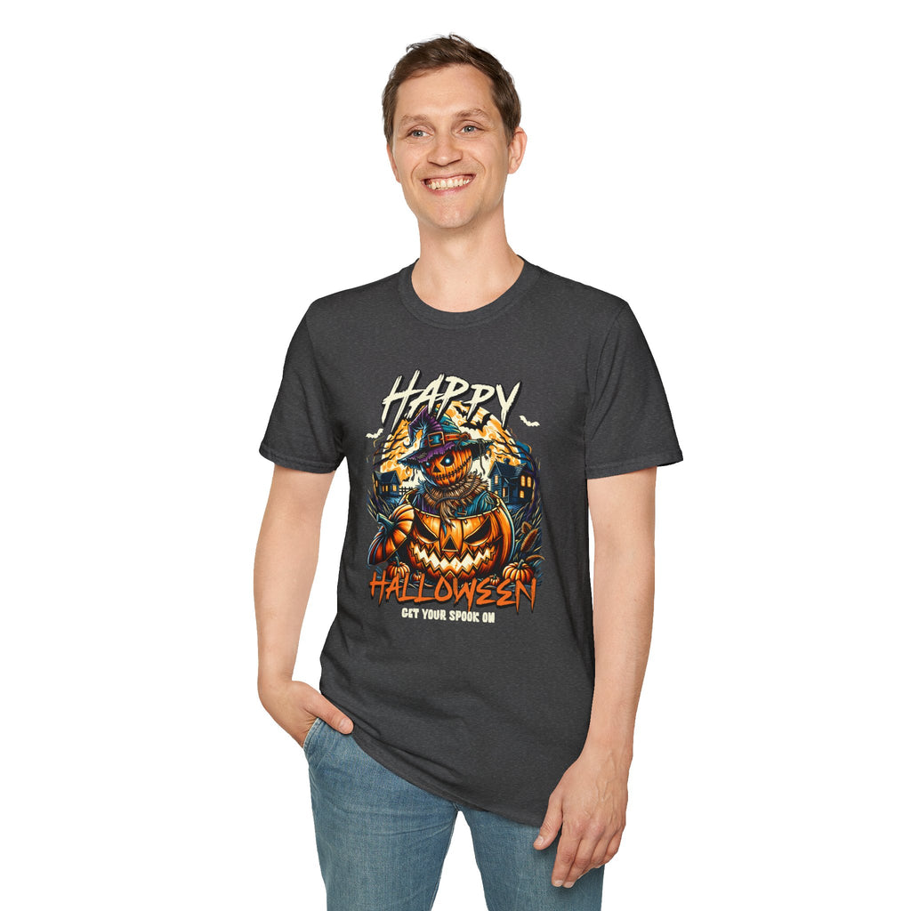 Happy Halloween Scarecrow Pumpkin Tee | Spooky Fall Graphic Shirt | Cr8tive Designs