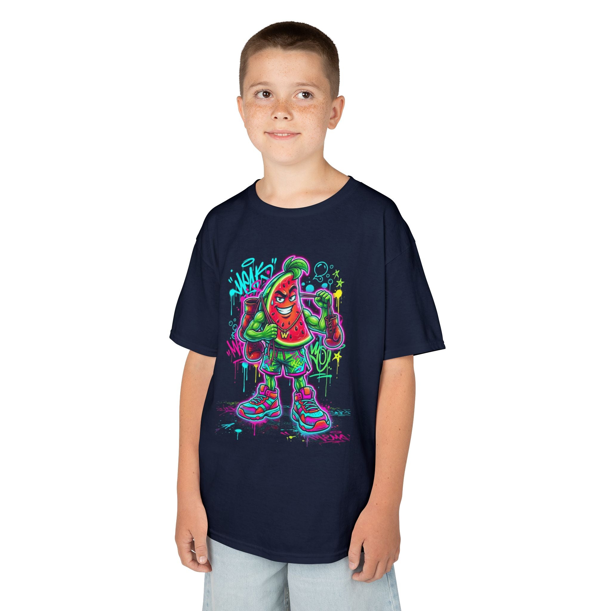 Kids Tee | Neon Graffiti Hot Sauce Character Graphic | Cr8tive Designs