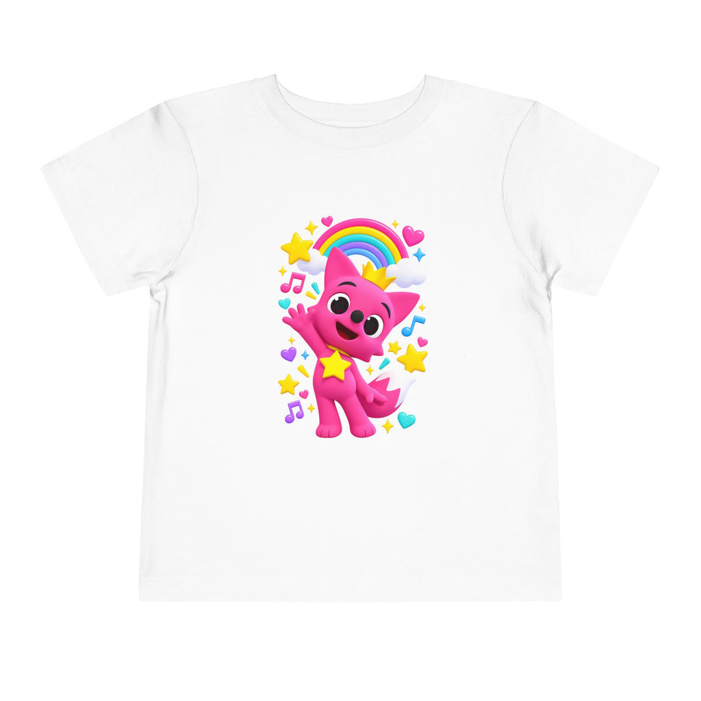 Pink Fox with Rainbow Toddler Shirt | Cute Cartoon Music & Stars Kids Tee | Cr8tive Designs