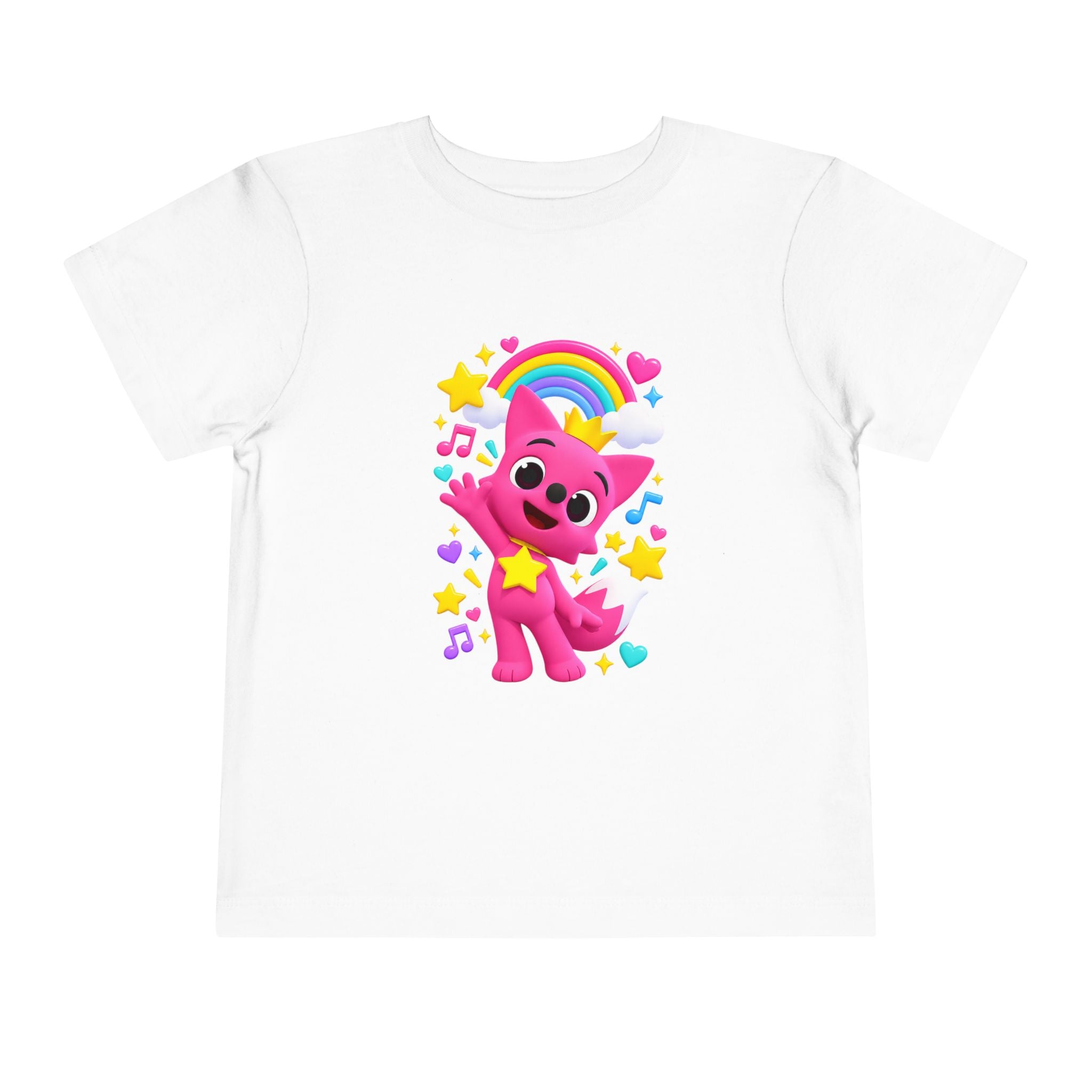 Pink Fox with Rainbow Toddler Shirt | Cute Cartoon Music & Stars Kids Tee | Cr8tive Designs