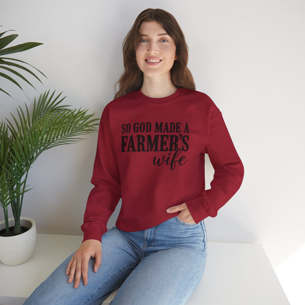 So God Made A Farmer's Wife Sweatshirt | Country Farmhouse Crewneck | Cr8tive Designs