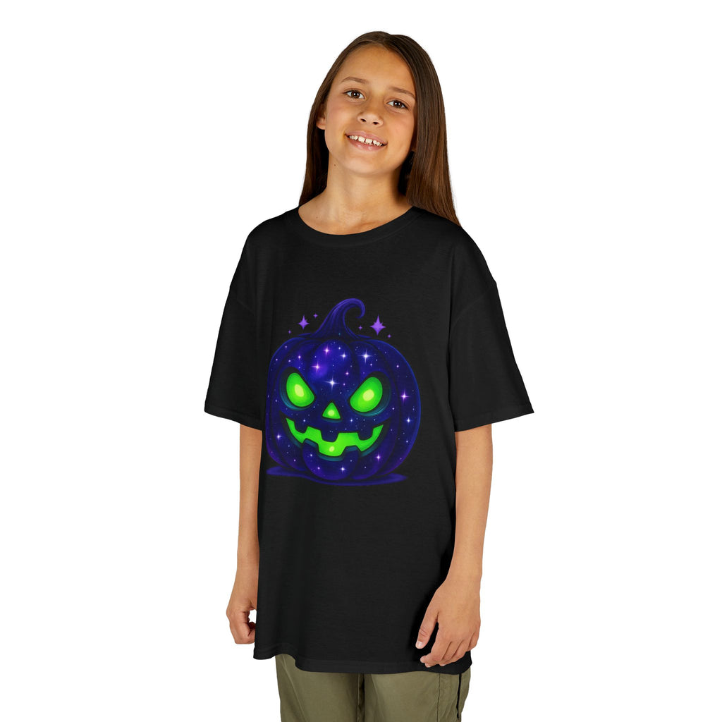 Kids Halloween Pumpkin T‑Shirt | Glowing Green Jack‑O'Lantern Tee |Cr8tive Designs