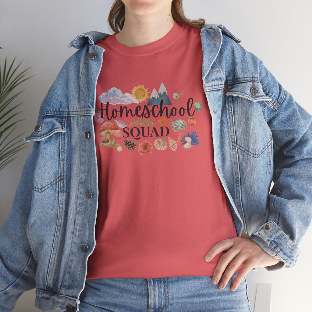 Homeschool Squad T‑Shirt — Cute Floral Mushroom Design for Moms & Kids