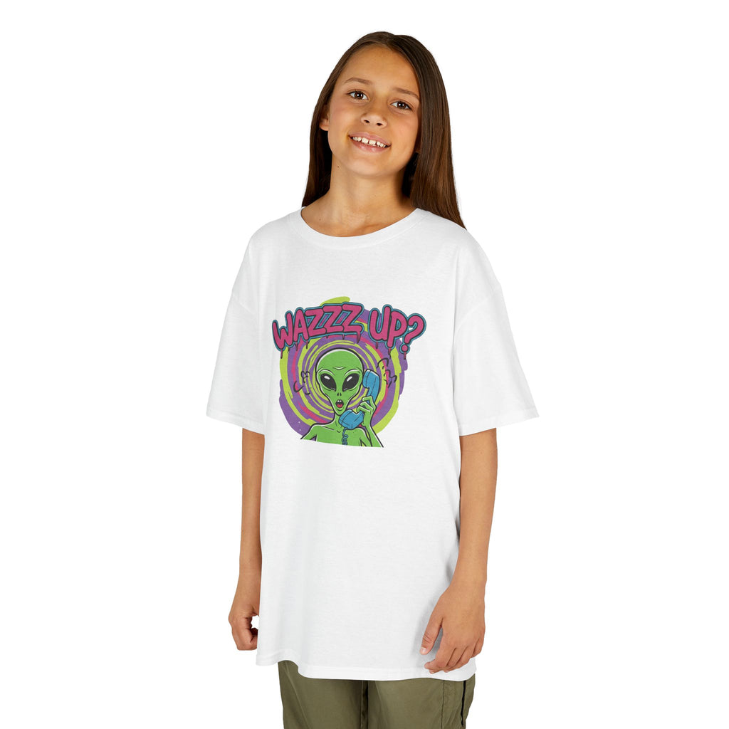 Kids Tee — "Wazzz Up?" Cute Alien Graphic Shirt