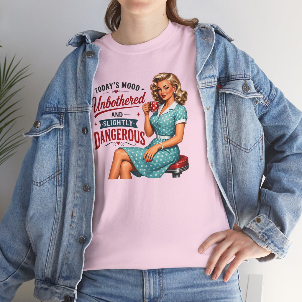 Today's Mood Unbothered and Slightly Dangerous T-Shirt | Funny Retro Graphic Tee | Cr8tive Designs