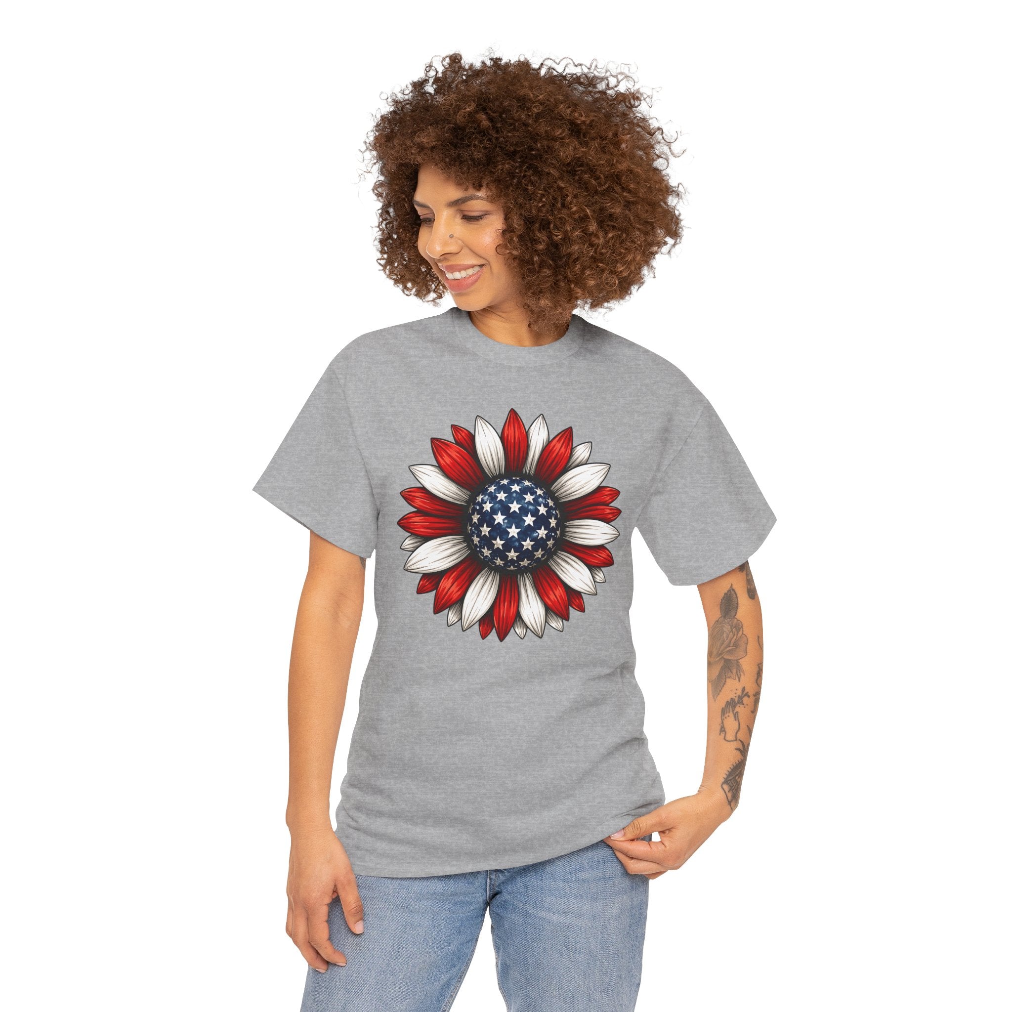 Patriotic Sunflower| American Flag Floral Tee for 4th of July| Cr8tive Designs
