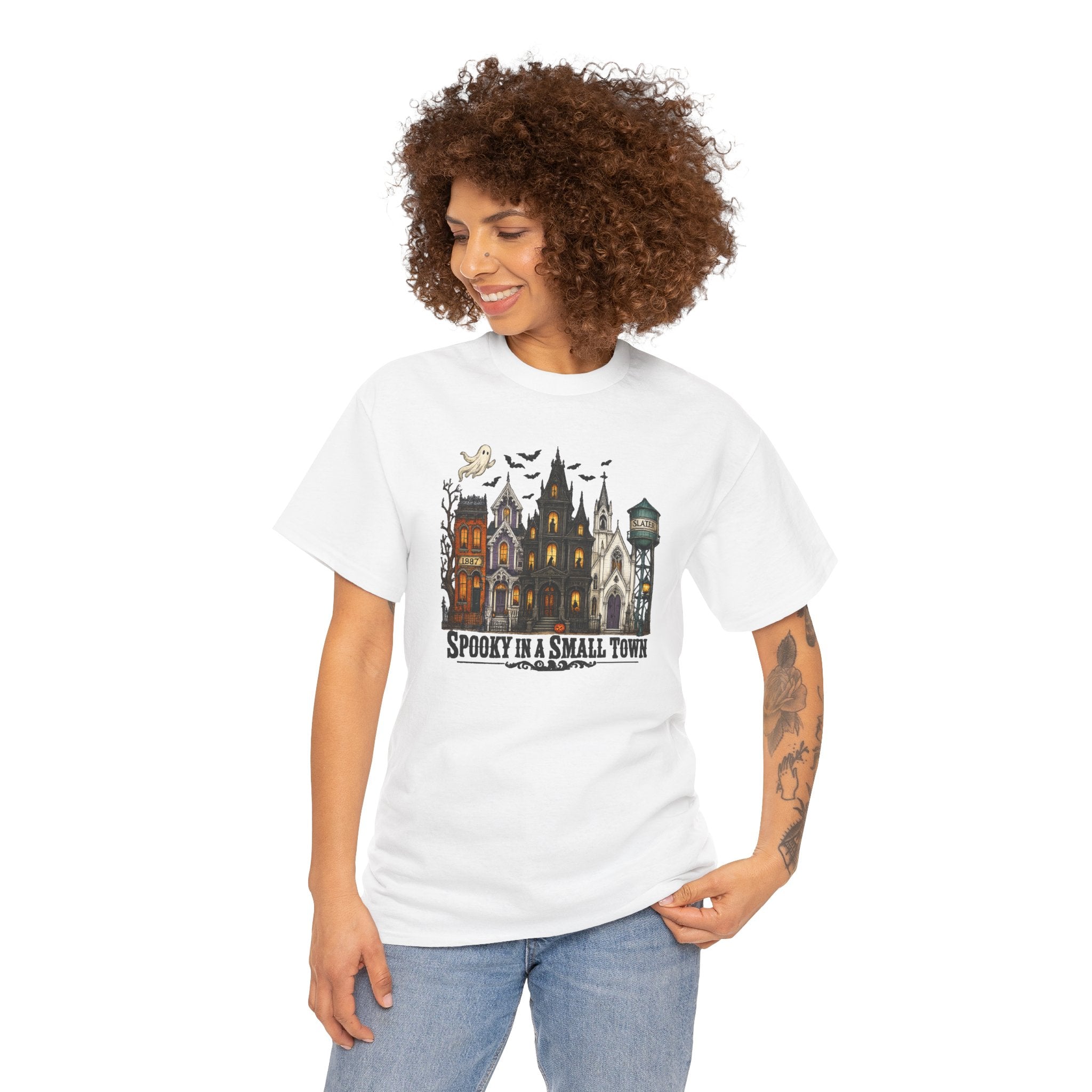 Spooky in a Small Town Tee | Vintage Slater Haunted House T-Shirt | Cr8tive Designs