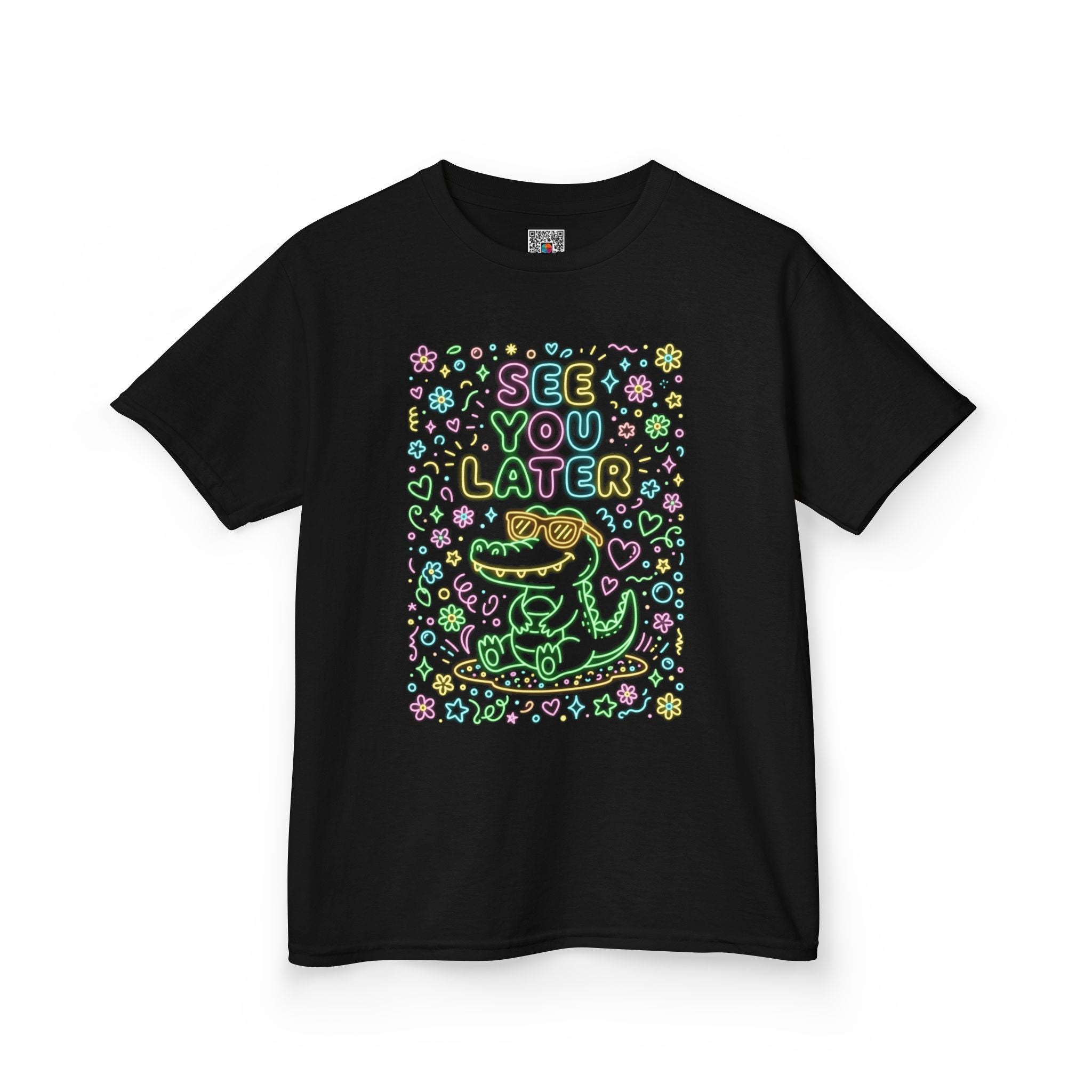 Kids T-Shirt | Neon alligator "See You Later" Cute Graphic Tee | Cr8tive Designs