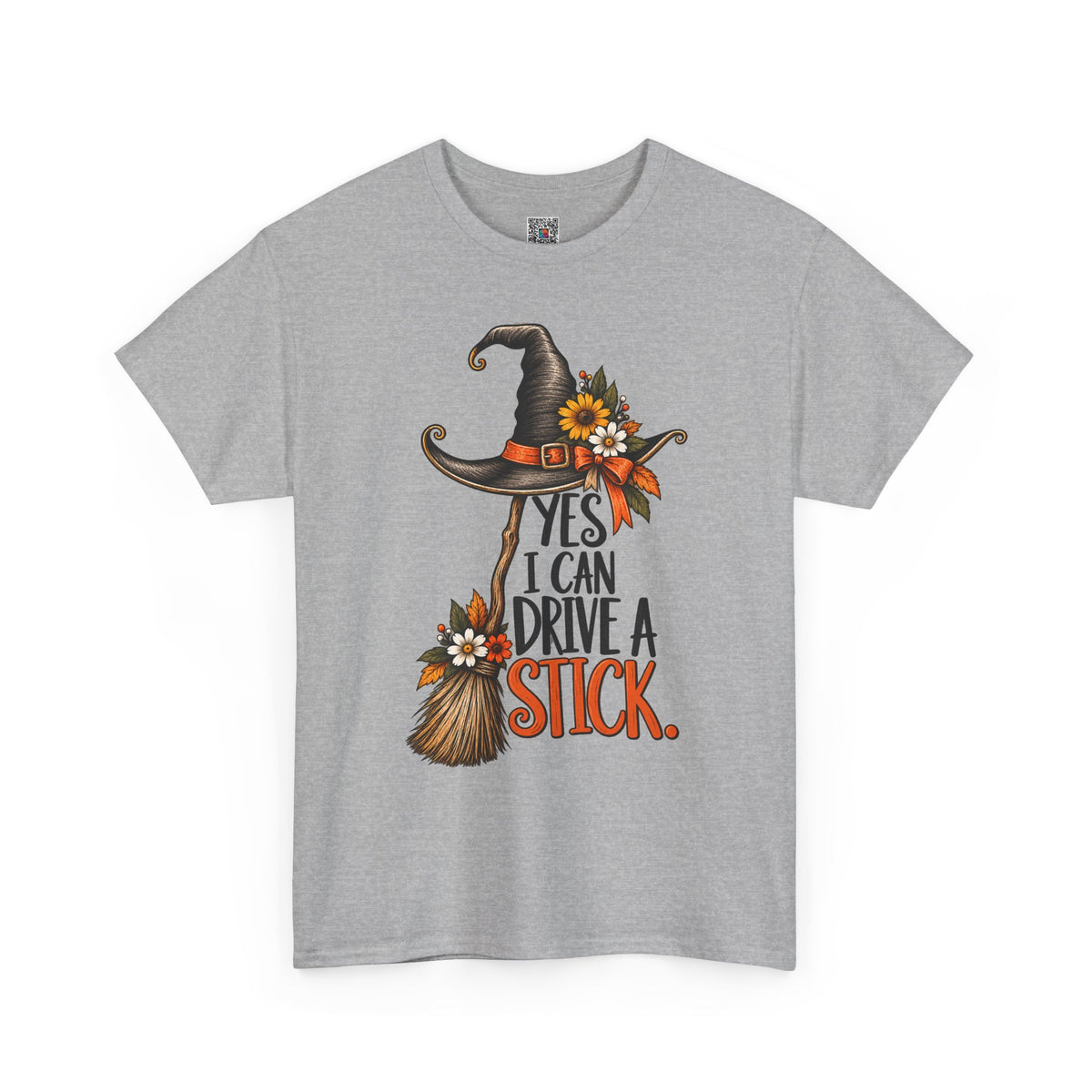 Yes I Can Drive A Stick T-Shirt | Funny Witch Broomstick Halloween Tee | Cr8tive Designs