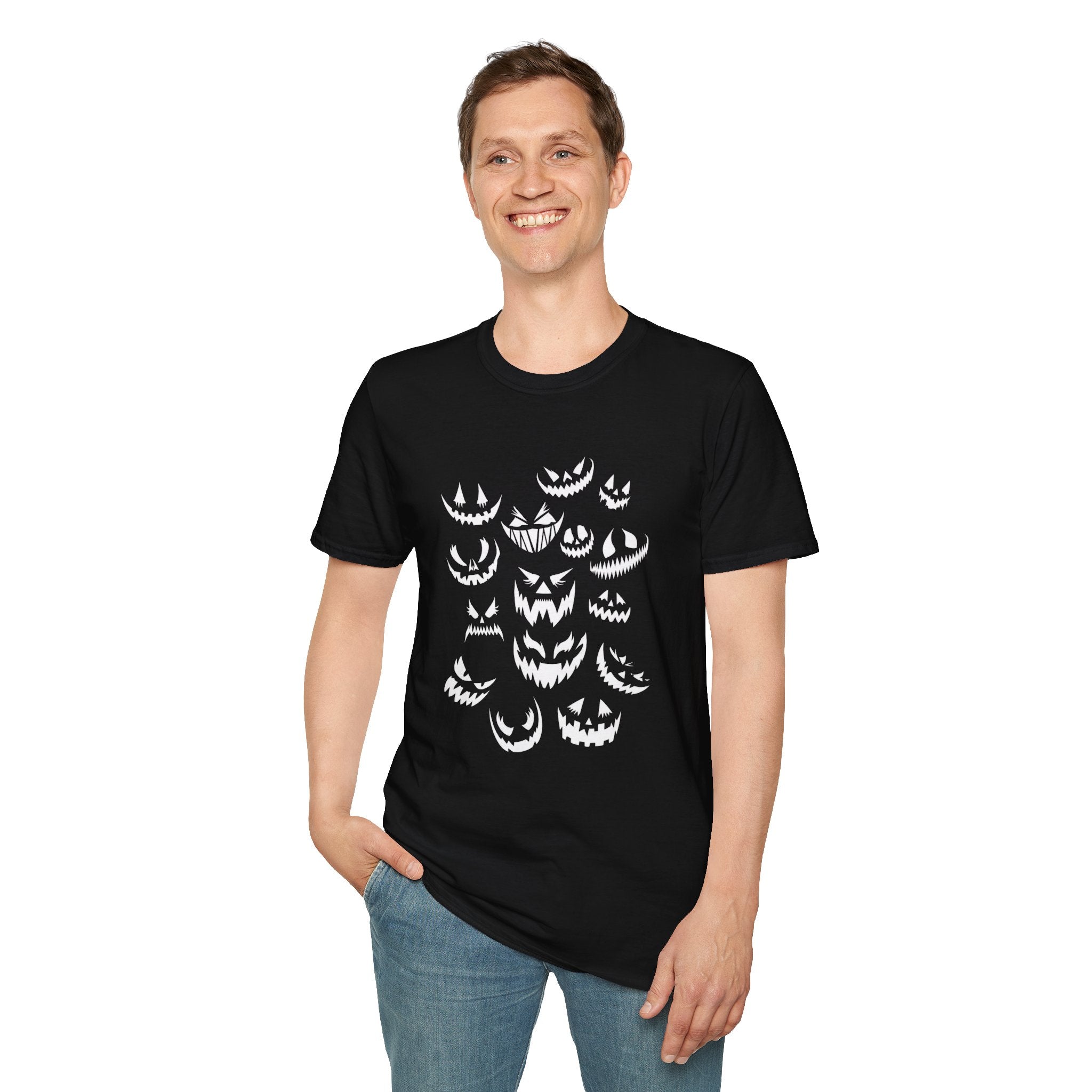 Halloween Jack-O'-Lantern Faces T-Shirt | Spooky Pumpkin Smile Tee | Cr8tive Designs