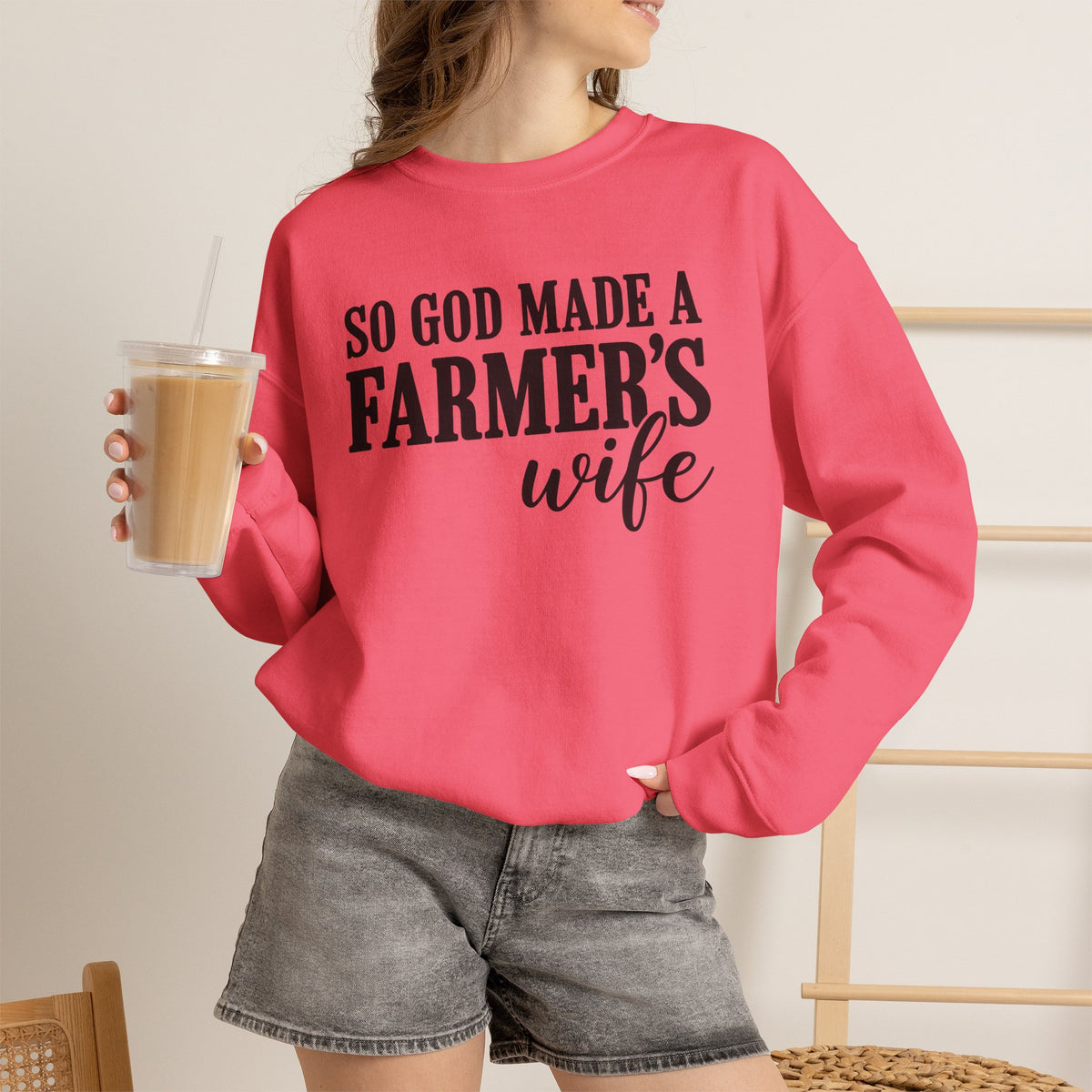 So God Made A Farmer's Wife Sweatshirt | Country Farmhouse Crewneck | Cr8tive Designs