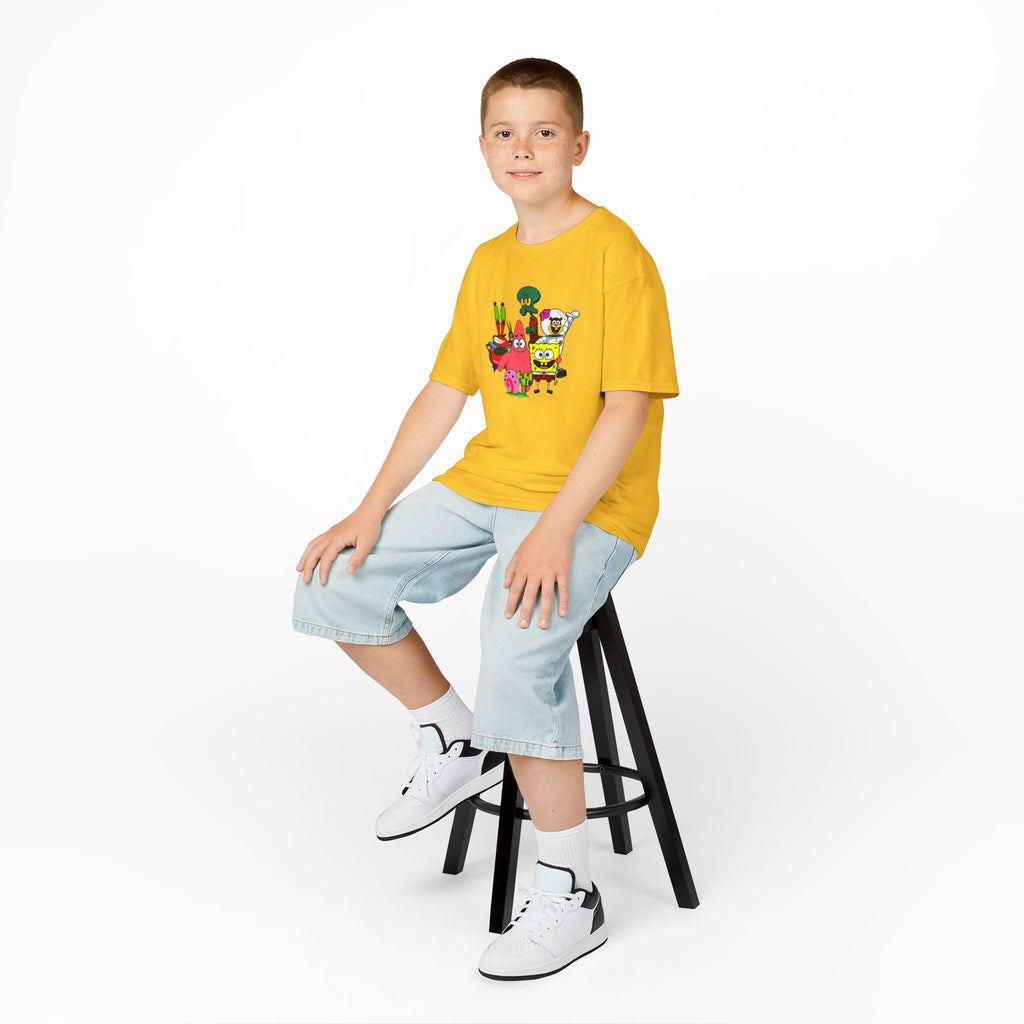 SpongeBob & Friends Youth Tee | Colorful Bikini Bottom Character T-Shirt | Cr8tive Designs