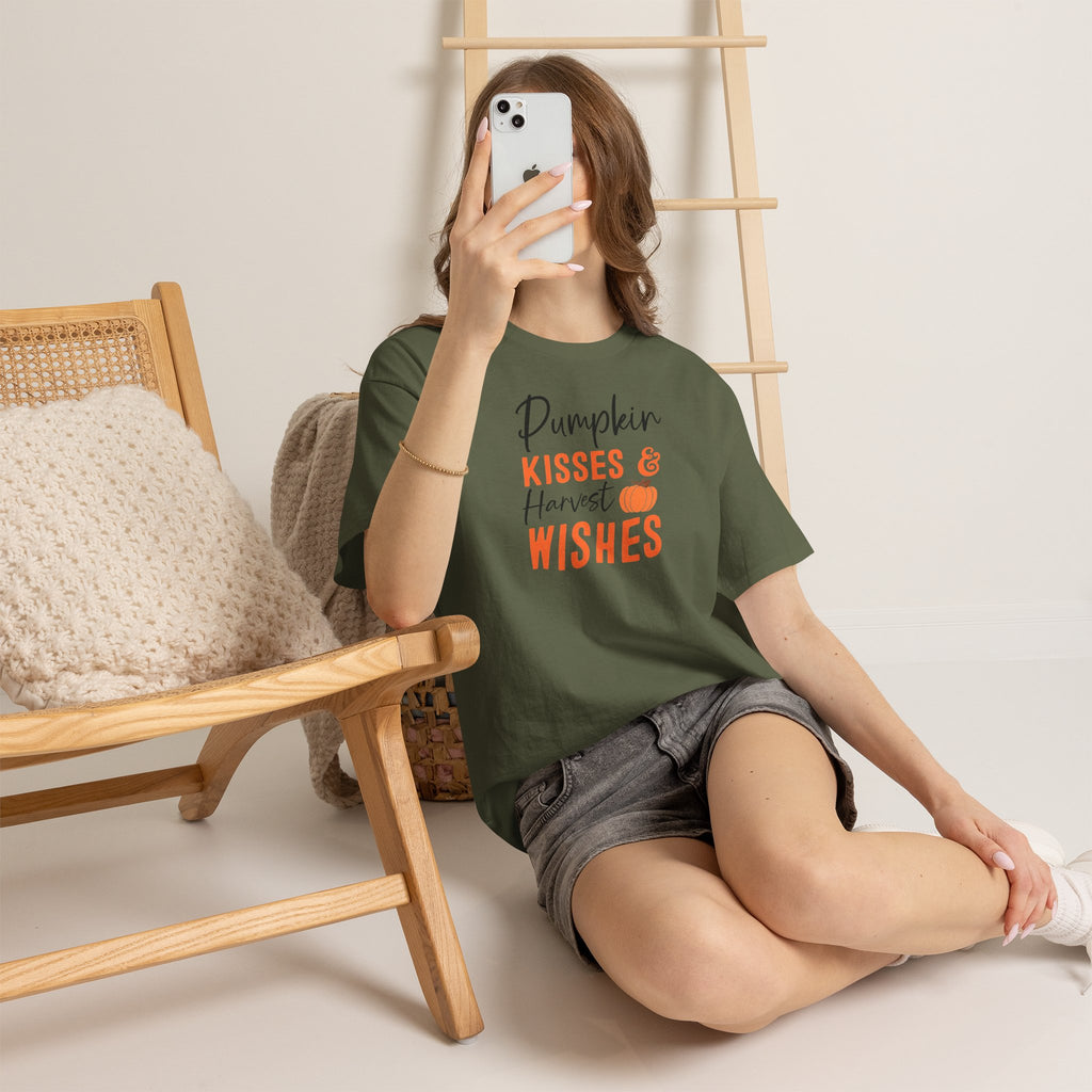 Pumpkin Kisses & Harvest Wishes Tee  | Fall Graphic T-Shirt | Cr8tive Designs