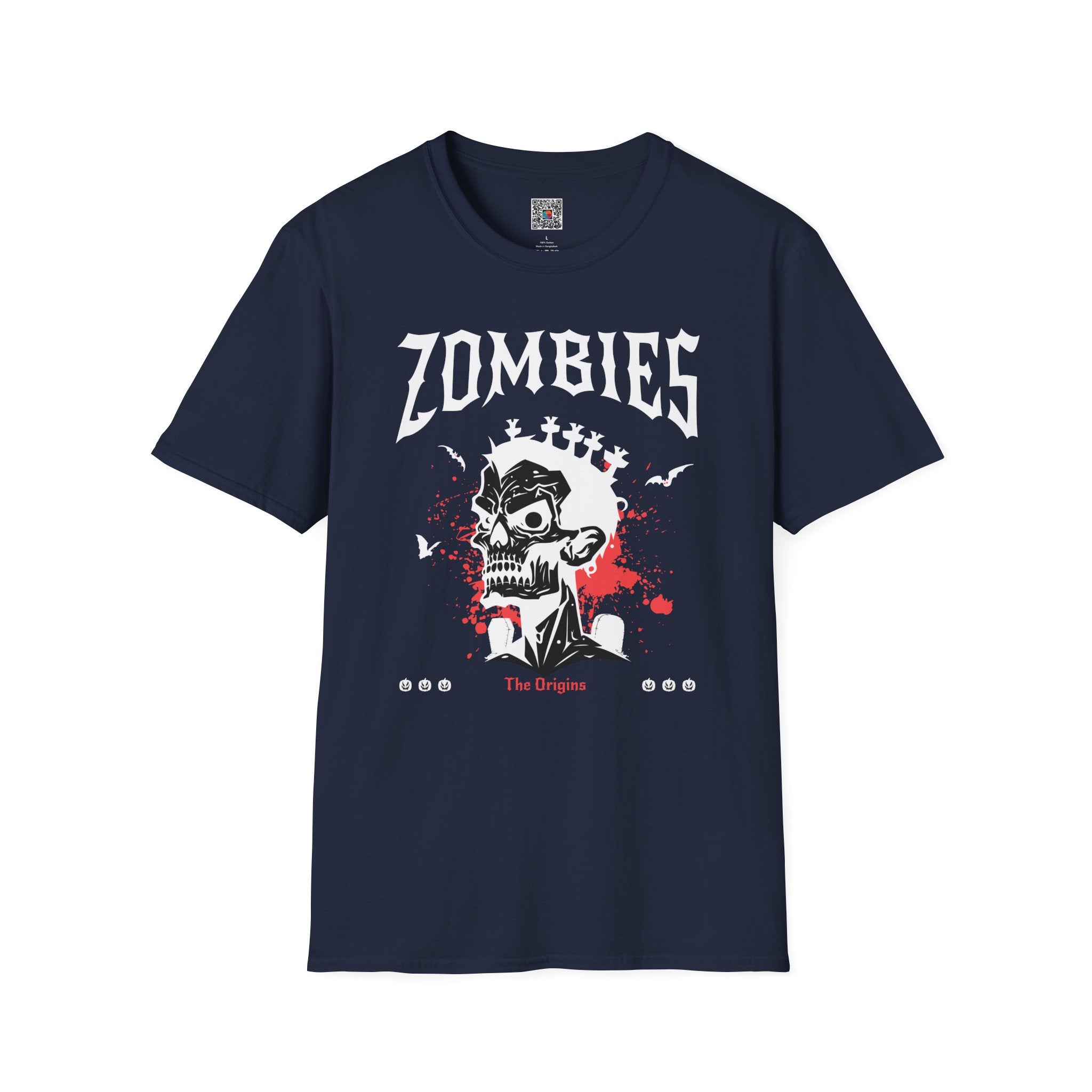 Zombies Skull T-Shirt | Gothic Horror Band Tee with Blood Splatter | Cr8tive Designs