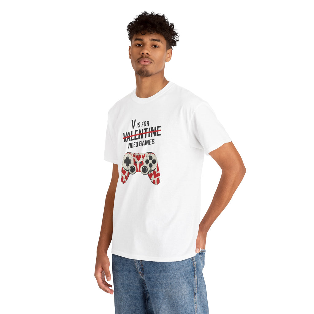 Valentine Video Games T-Shirt — “V is for Valentine” Gamer Tee
