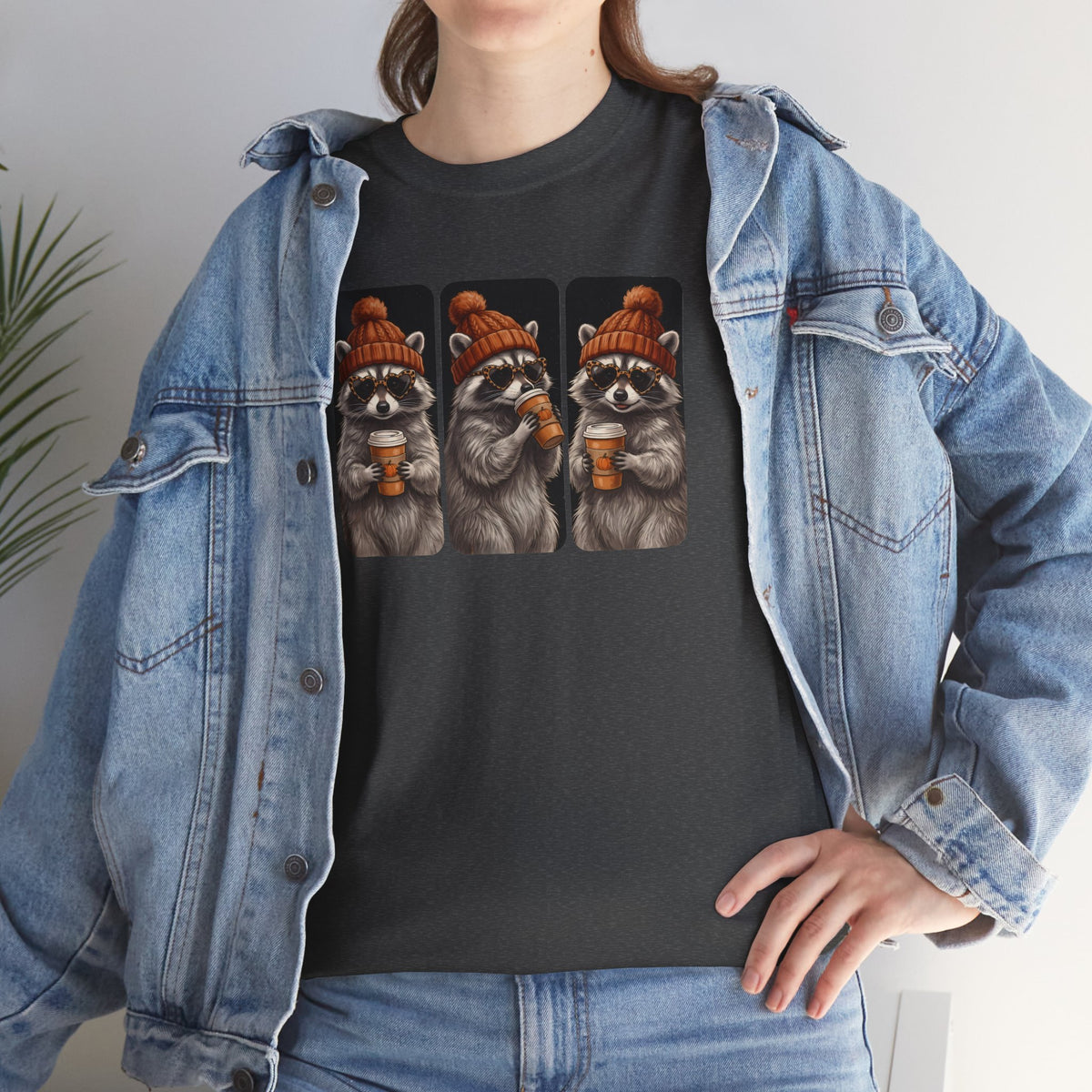 Cozy Raccoons Drinking Coffee Tee | Vintage Fall Beanie Raccoon T-Shirt | Cr8tive Designs