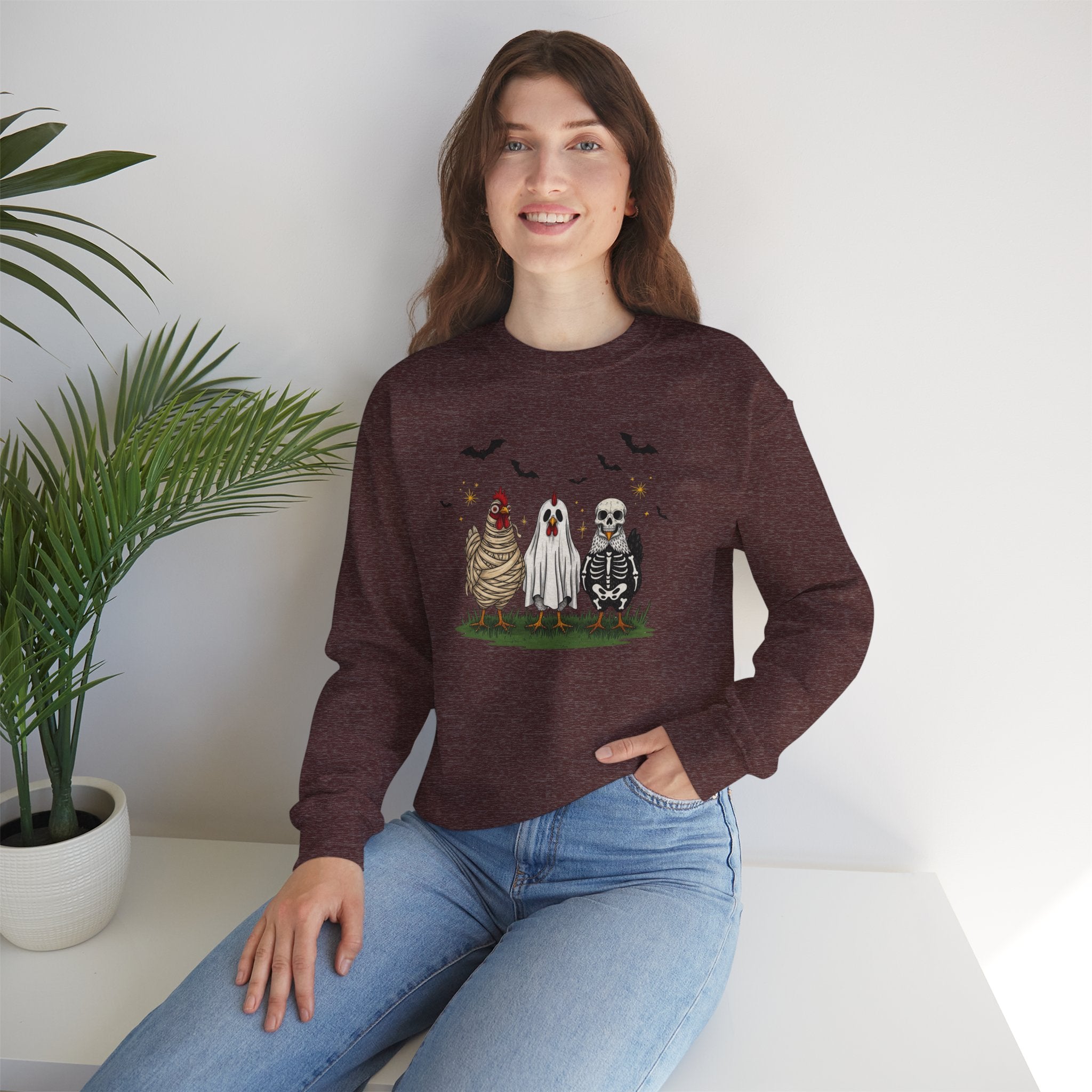 Halloween Chicken Costume Sweatshirt | Funny Spooky Season Crewneck | Cr8tive Designs