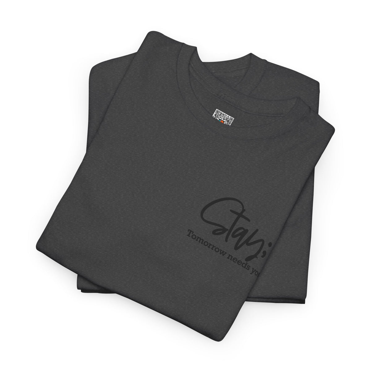 Stay Tomorrow Needs You T-Shirt | Minimalist Semicolon Pocket Print Graphic Tee | Cr8tive Designs