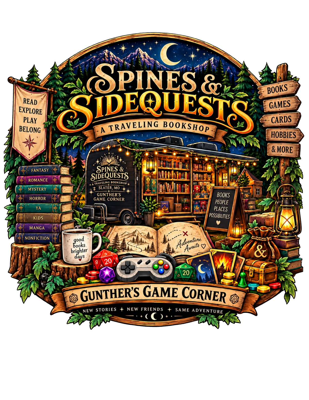 Gunther's Game Corner & Spines & Sidequests | Custom DTF Transfers | Cr8tive Designs